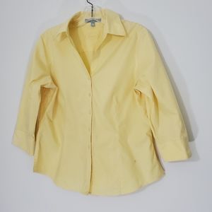 Foxcroft Yellow non-iron fitted shirt, Size 8P